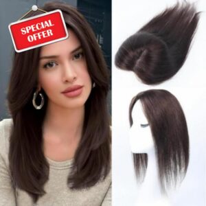 Odir Hair Toppers for Thinning Hair Women Human Hair Dark Brown Clip in Hairpieces Human Hair Top of Head Fluffy Without Bangs