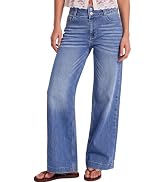 luvamia Wide Leg Jeans for Women Cuffed Hem Adjustable Waist Denim Pants | 29 Inch Inseam, Patch ...