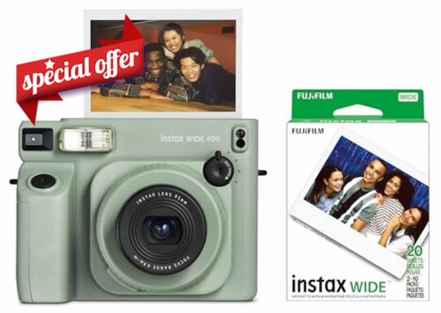 Fujifilm instax Wide 400 Instant Camera Bundle - Gree