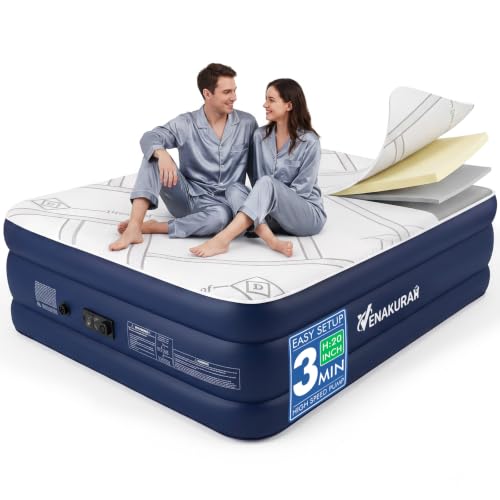 20" Raised Inflatable Mattress                                                          3CM Foam Topper