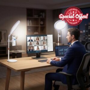 10in Desktop Ring Light with Stand for Phone                                                          10-Level Dimmable USB Computer Lighting for Zoom Meetings