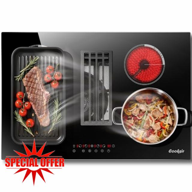 30 Inch Electric Cooktop with Downdraft