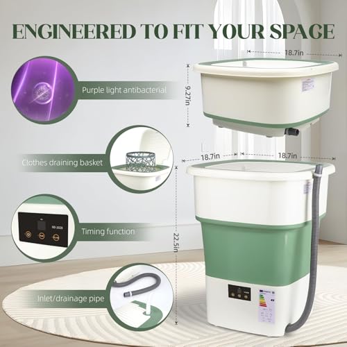Powerful 150W Motor. Compact Laundry for Apartment