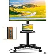 TVON TV Tripod Stand with Shelf for 23-80 inch TVs Holds up to 100lbs | Portable TV Stand with ±1...