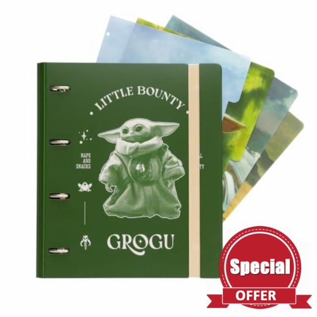Grupo Erik Star Wars 4 Ring Binder A4 - The Mandalorian and Grogu Gifts                                                          School Folders for Paperwork A4 with Dividers & Envelope