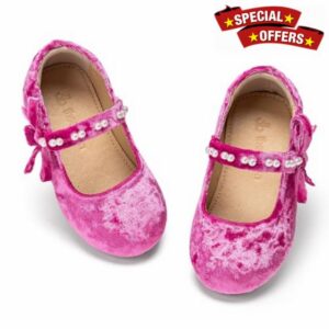 THEE BRON Mary Jane Ballet Flats - Girls' Dress Shoes with Hook & Loop Closure