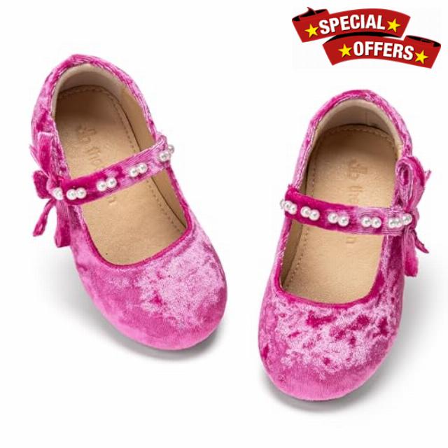 THEE BRON Mary Jane Ballet Flats - Girls' Dress Shoes with Hook & Loop Closure