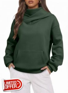 Dokotoo Hoodies for Women Oversized Mock Neck Sweatshirt with Face Cover                                                          Long Sleeve