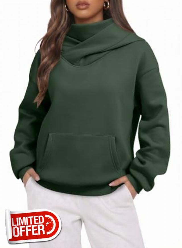 Dokotoo Hoodies for Women Oversized Mock Neck Sweatshirt with Face Cover                                                          Long Sleeve