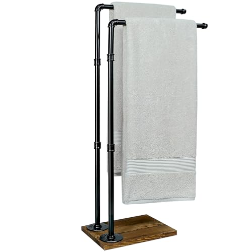 Farmhouse Towel Stand with Wood Base