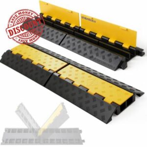 2 Pack 2 Channel Folding Cable Protector Ramp for Driveway                                                          22000lbs heavy duty