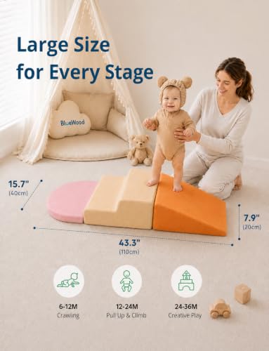 3-Piece Soft Play Set for Crawling Soft Climbing Blocks for Toddlers 1-3