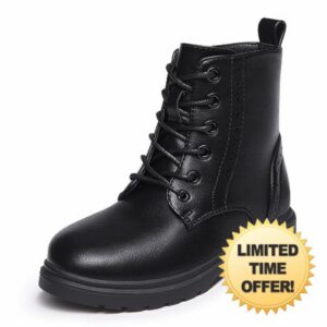 Athlefit Boys Girls Combat Boots Kids Booties with Zipper                                                          Lace-up