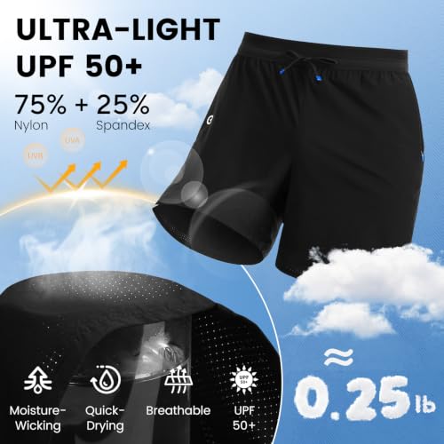 Sweat Towel Loop with Reflective Strips Running Shorts UPF 50+