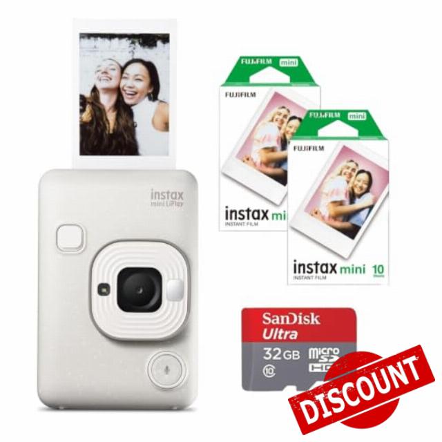 Fujifilm INSTAX Mini LIPLAY Hybrid Instant Camera (Misty White Starter Bundle)
