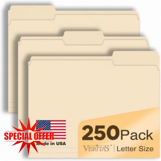 Manila File Folders 250 Pack