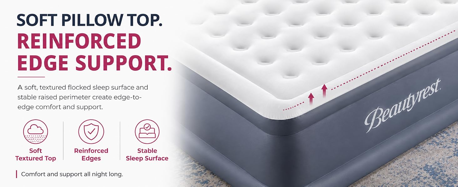 Beautyrest air mattress diagram showing 24 inch raised height for easier entry