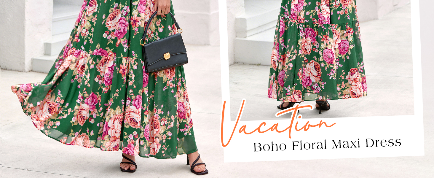 a line maxi with high waist and flowy hem, v neck with breezy swinging skirt