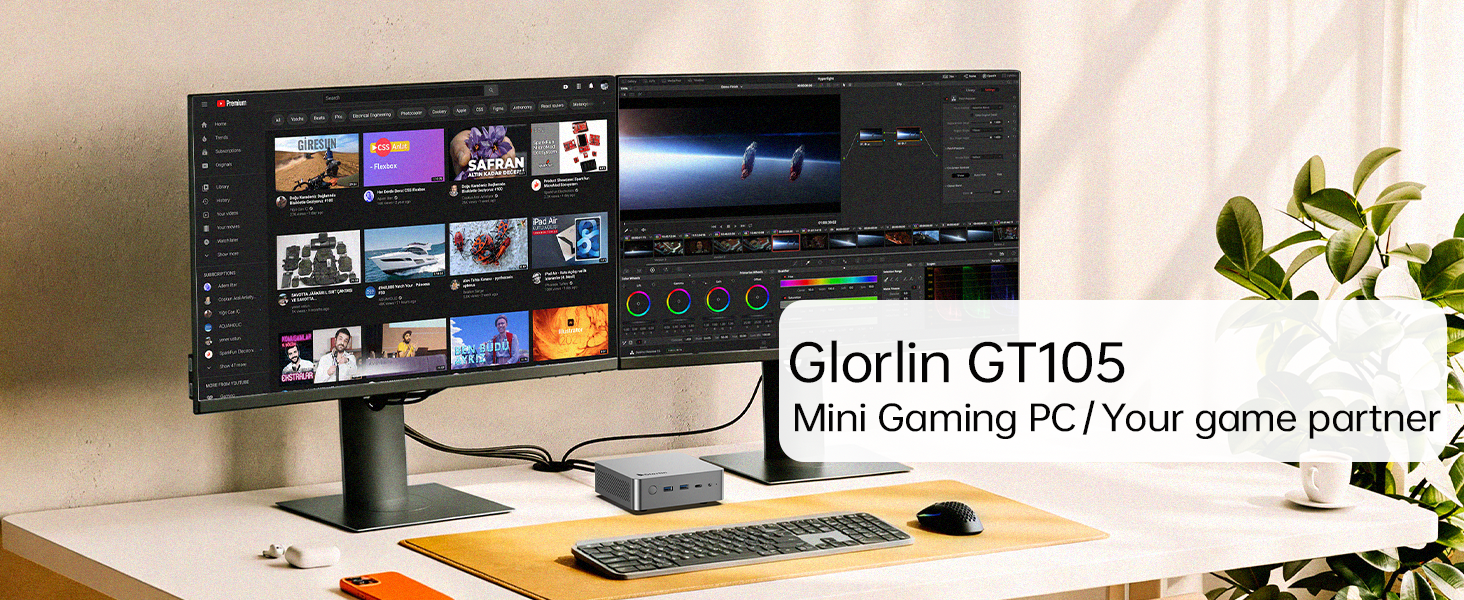 Glorlin Mini PC AMD Ryzen 7 Pro 8845HS CPU (Max 5.1GHz) 8745HS CPU (Max 4.9GHz) Radeon 780M
