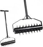 FULUPET Manual Lawn Aerator Tool, Heavy Duty Core Aerator with Side-Eject Hollow Tines, 3-Tine So...