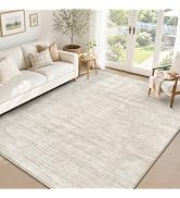 8x10 Area Rugs Living Room Rug: Washable Modern Abstract Rugs Neutral Non Slip Rug Soft Low Pile ...