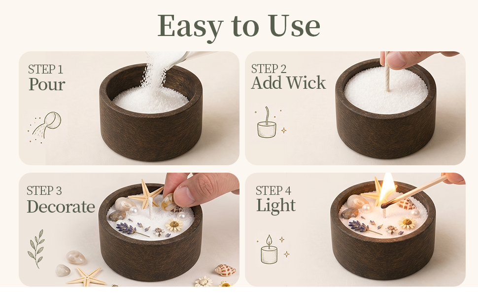 pearled candles sand and wicks
