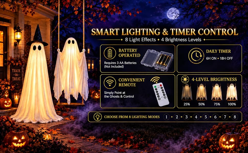 Super-sized 5ft ghost with an adjustable-height swing