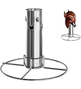 Perforated Turkey Fryer Hook with Base Rack, Stainless Steel Chicken Poultry Vertical Roasting Sp...