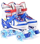 SULIFEEL Adjustable Kids Roller Skates for Boys Ages 3-5 5-8 6-12 with 4 Sizes Adjustable Light u...