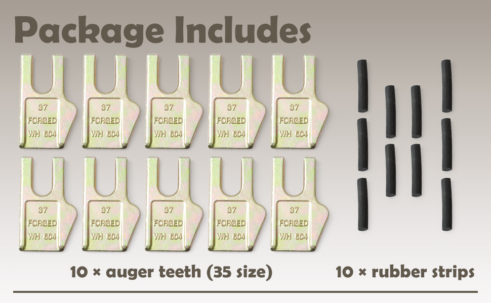 Auger Teeth Set 35 Size with Rubber Strips