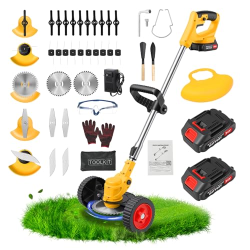 2 2.0Ah Battery Powered Weed Eater                                                          3-in-1 Lightweight Brush Cutter/Lawn Edger/Grass Trimmer Cordless
