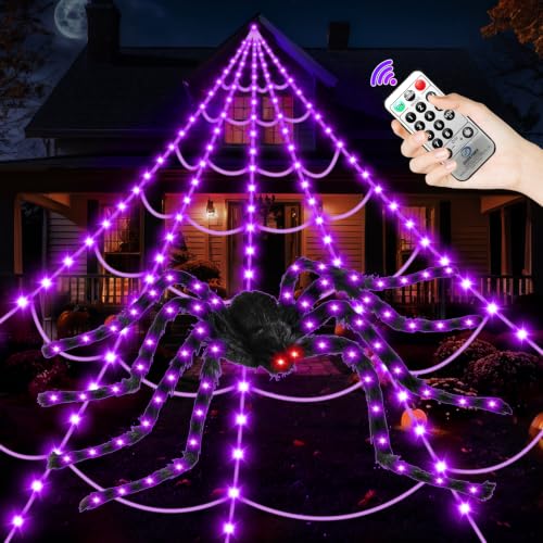 250 LED Halloween Giant Spider Web Lights