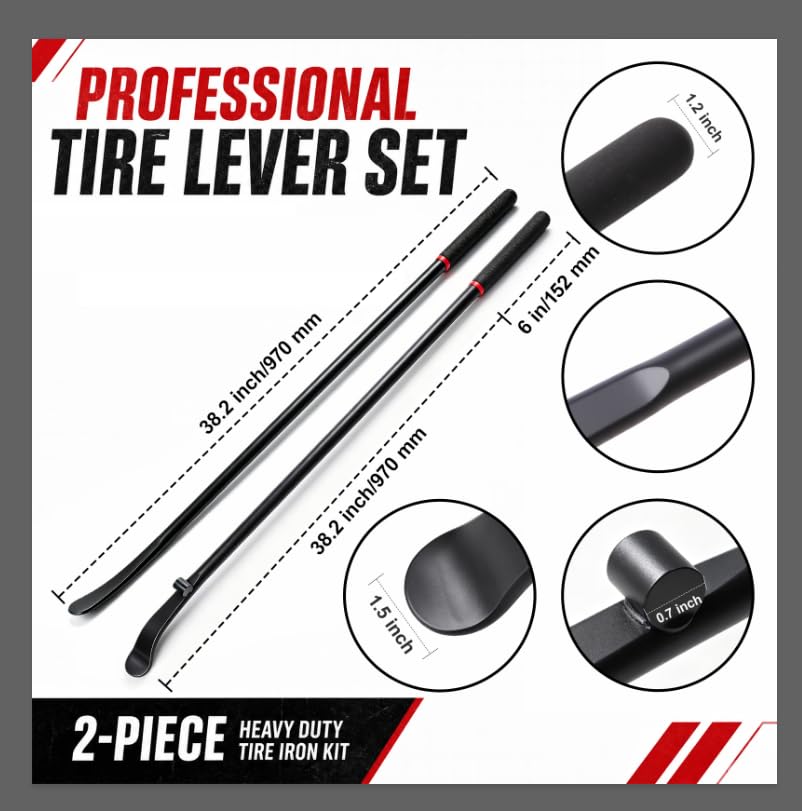 38.2" Tire Bars Irons 2-Pack for Semi Truck Tractor Trailer Heavy Duty