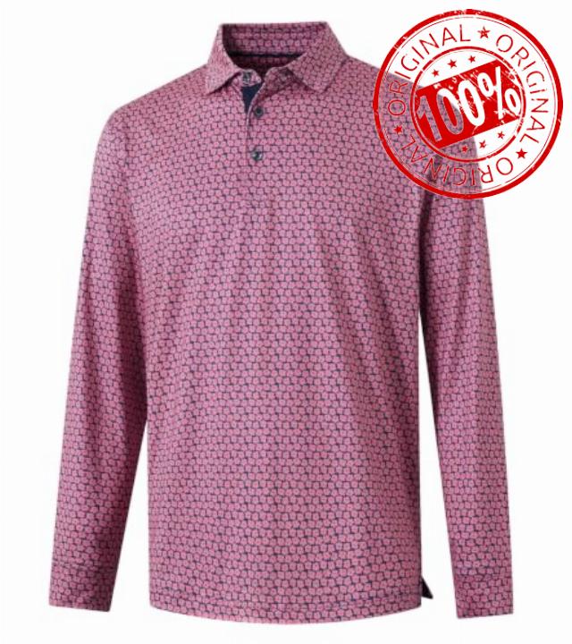 M MAELREG Golf Shirts for Men Dry Fit Performance Moisture Wicking Casual Print Collared Long Sleeve Polo Shirts for Me