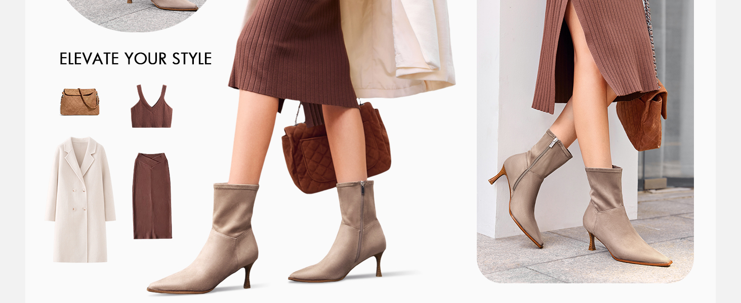 Womens Kitten Low Heel Ankle Boots Pointed Toe Side Zipper Short Booties Fall Shoes