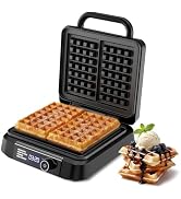 Double Waffle Maker, 6.5" Belgian Waffle Maker with 2 Independent Adjustable Temp Knobs, 1200W Wa...