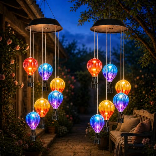 Outdoor Hanging Garden Decor Hot Air Balloon Solar Lanterns