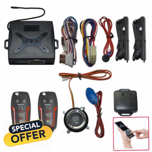 App Control Car Alarm System with Remote Start and Push Start Ignition Kit                                                          Passive keyless Entry