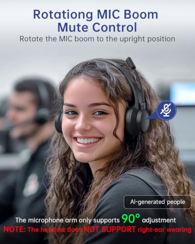 Computer Headset with Microphone for Home Office Online Class Teams Skype(Black)