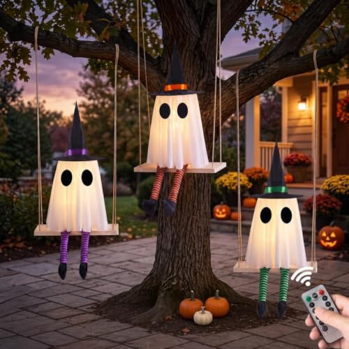 Spooky Hanging Ghosts Decorations Set of 3