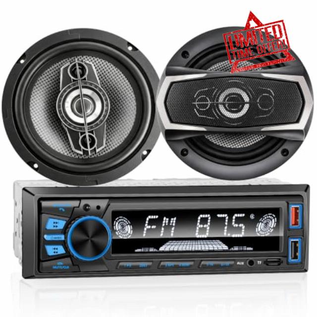 Car Speakers 6.5'' 4-Way Single Din Car Stereo with Speakers Bluetooth 300W                                                          Car Radio with Bluetooth and Speakers Pair Factory Speaker Replacement Car Coaxial Speakers OEM Upgrade FM EQ TF AUX USB APP