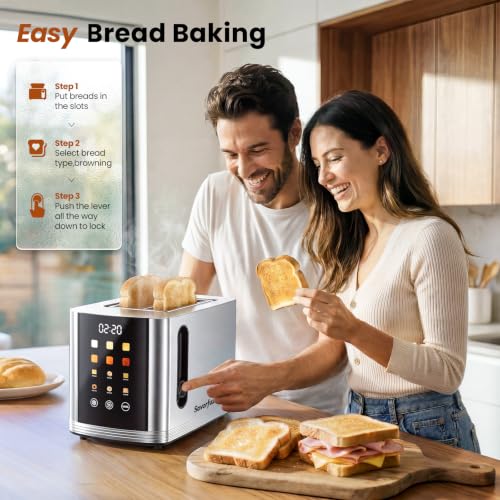Full Stainless Steel Digital Countdown Toaster 6 Browning Levels & 6 Bread Modes