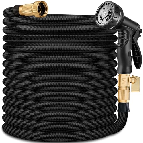 Ultra Lightweight Water Hoses 100FT w/10 Function Sprayer and 3/4" Brass Fittings