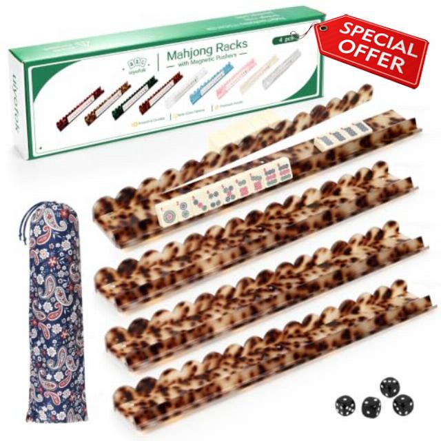 Mahjong Racks with Magnetic Pushers