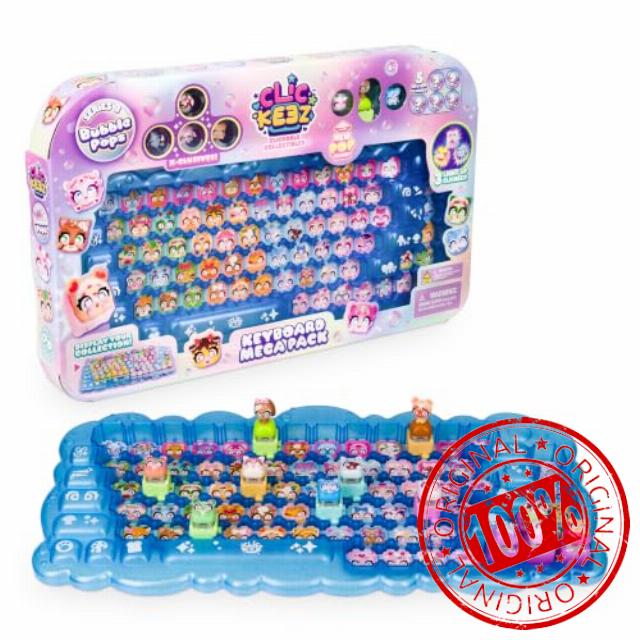 Clickeez Series 3 Keyboard Mega Pack | Includes a Keyboard Collectors Case & 12 Bubble Pops-Themed (Including 3 Light-UP) Clickeez | Clickable Collectibles | Ages 6+