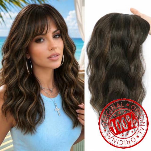 Hair Toppers for Women with Thinning Hair 16 Inch Toppers Hair Pieces                                                          6.5''x6.3'' Hair Toppers Lightweight Breathable Curly Wavy Ladies Wiglets Synthetic Toppers Wispy Clip in Bangs