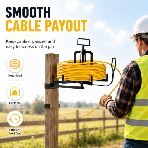 Cable Reel Stand with Bearing Dispenser Portable Cable Spool Dispenser with Smooth Rotation and Foldable Design for Electrical Wiring