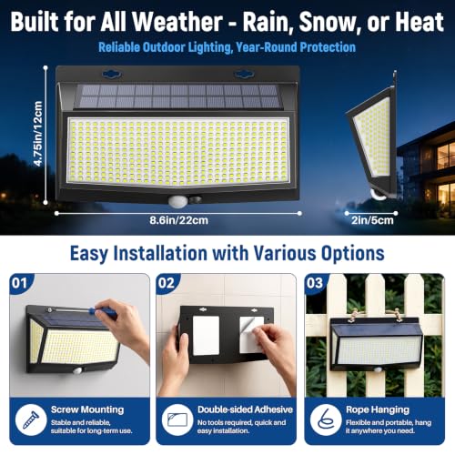 2-Pack 270° Wide-Angle Motion Sensor Security Lights with Waterproof Protection for Garages