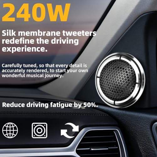 4 Ohm High Frequency Speakers with Flush Surface Mount Kit for Cars Trucks SUVs (Pair)