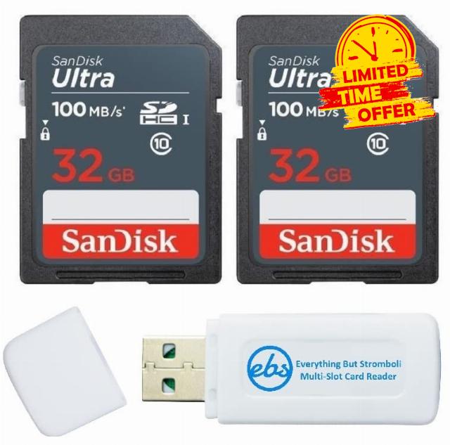 SanDisk Class 10 Memory Card 2 Pack 32GB Ultra SD Card SDSDUNR-032G-GN3IN                                                          Compatible with Cameras